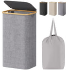 105L Large Laundry Basket with Lid, Removable Bags, Light Gray
