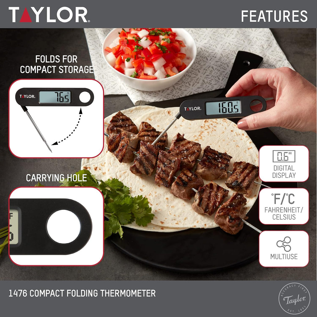 Digital Folding Stem Food Thermometer Black