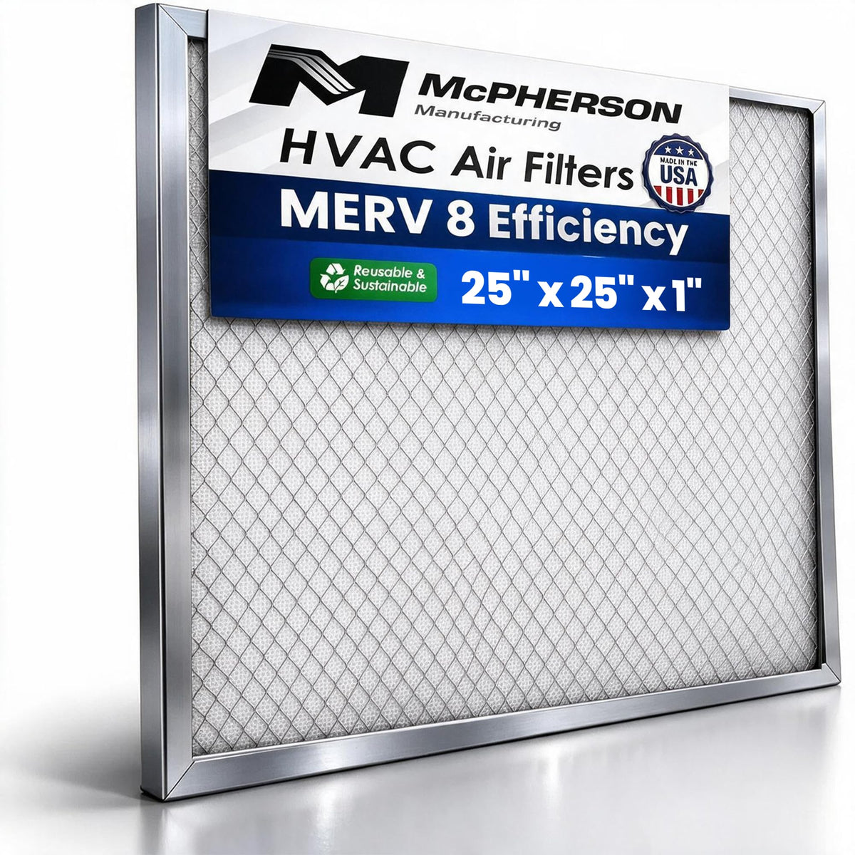 25x25x1 Reusable Air Filter MERV 8 Allergen HVAC