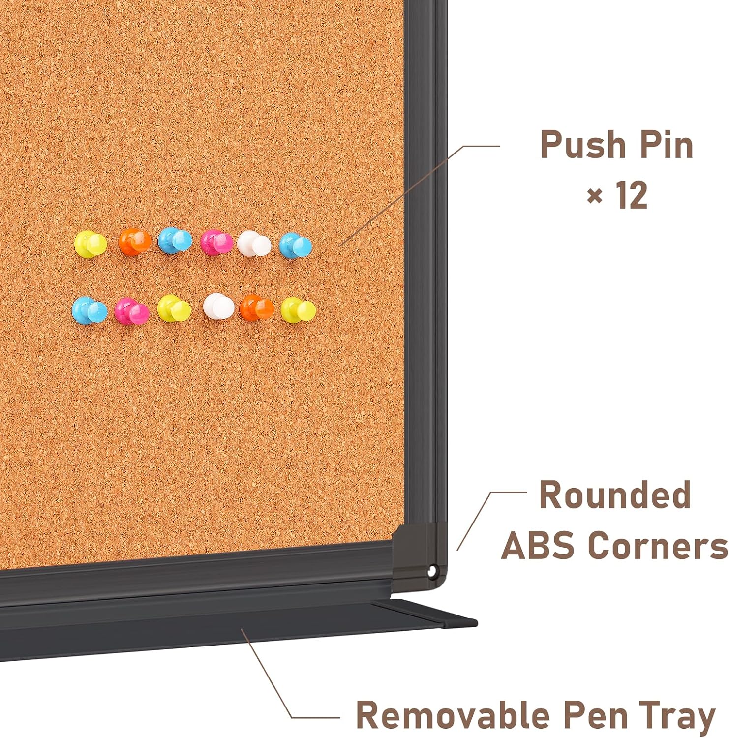 Combination White Board & Bulletin Cork Board 24 x 18 Whiteboard Magnetic, Combo Dry Erase Board with Black Aluminum