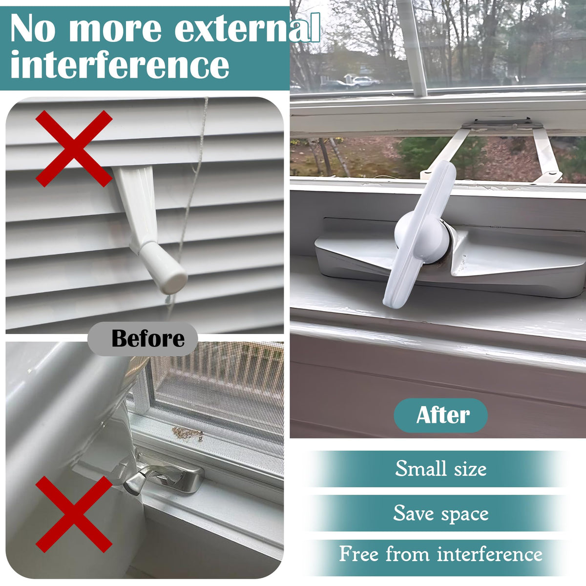 4 Pack Universal Tee Crank Casement Window Handles, White