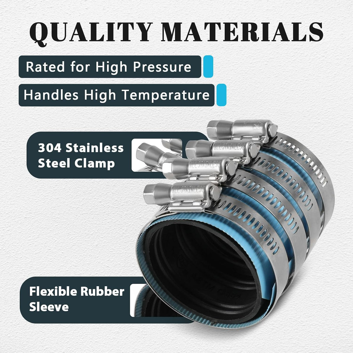1Pack Seelink 3" No-Hub Coupling with Stainless Steel Clamps(CLAMP060-1)