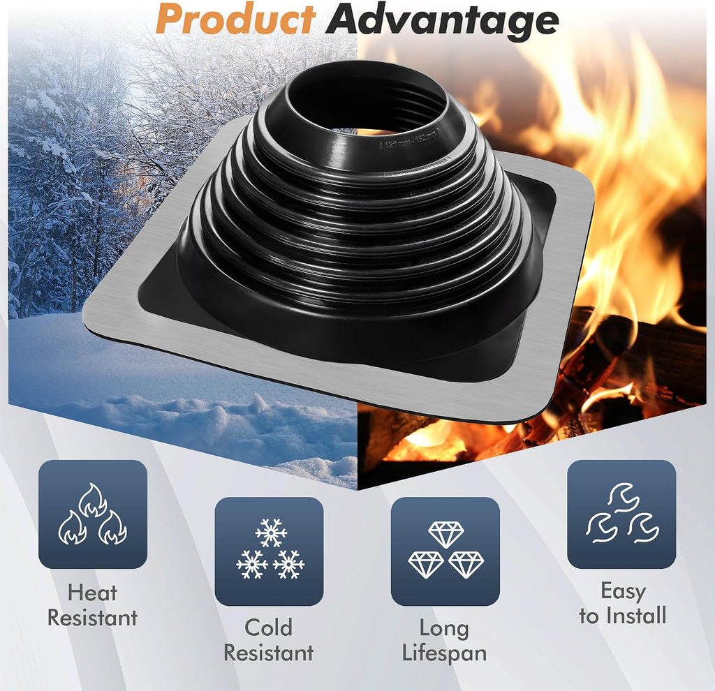 #6 Epdm Metal Roof Vent Boot, Flexible Roofing Boots Fits Pipe Od 4 3/4'' to 10'', Metal Roof Jacks Flashing for