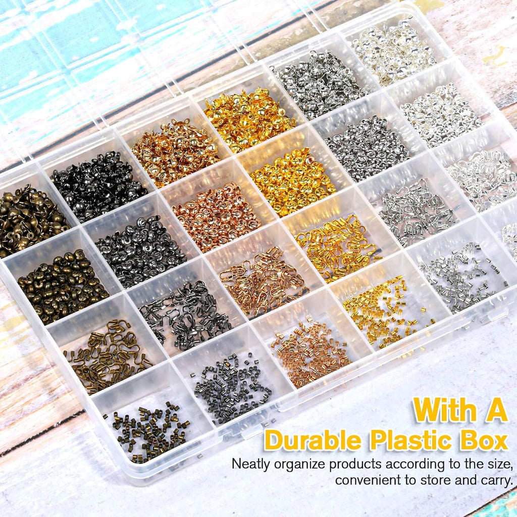 2251 Pieces Crimp Beads for Jewelry Making, Knot Covers, Crimp Bead Covers, Crimp Tubes and Wire Guardians with