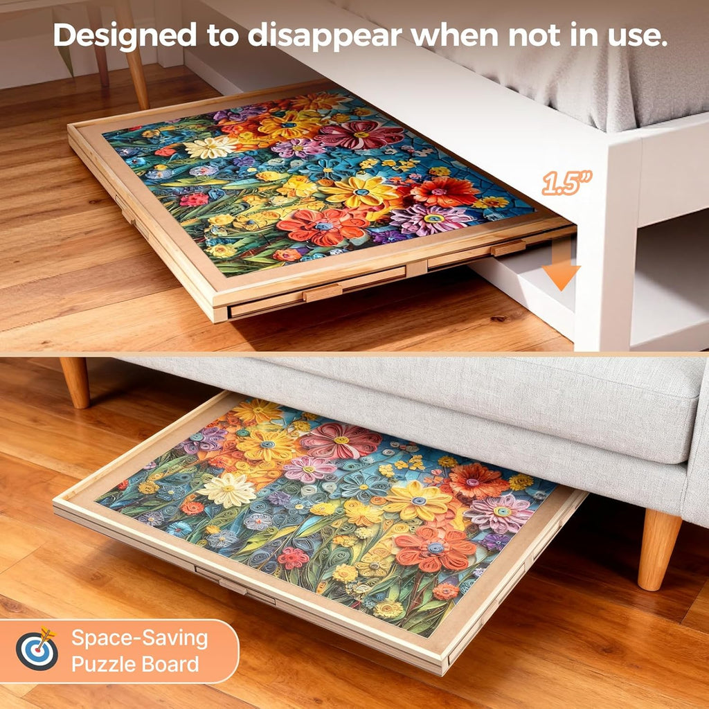 1000 Pieces Rotating Puzzle Board with 6 Drawers and Cover,22.44"x30.16"Portable Wooden Jigsaw Puzzle Table for
