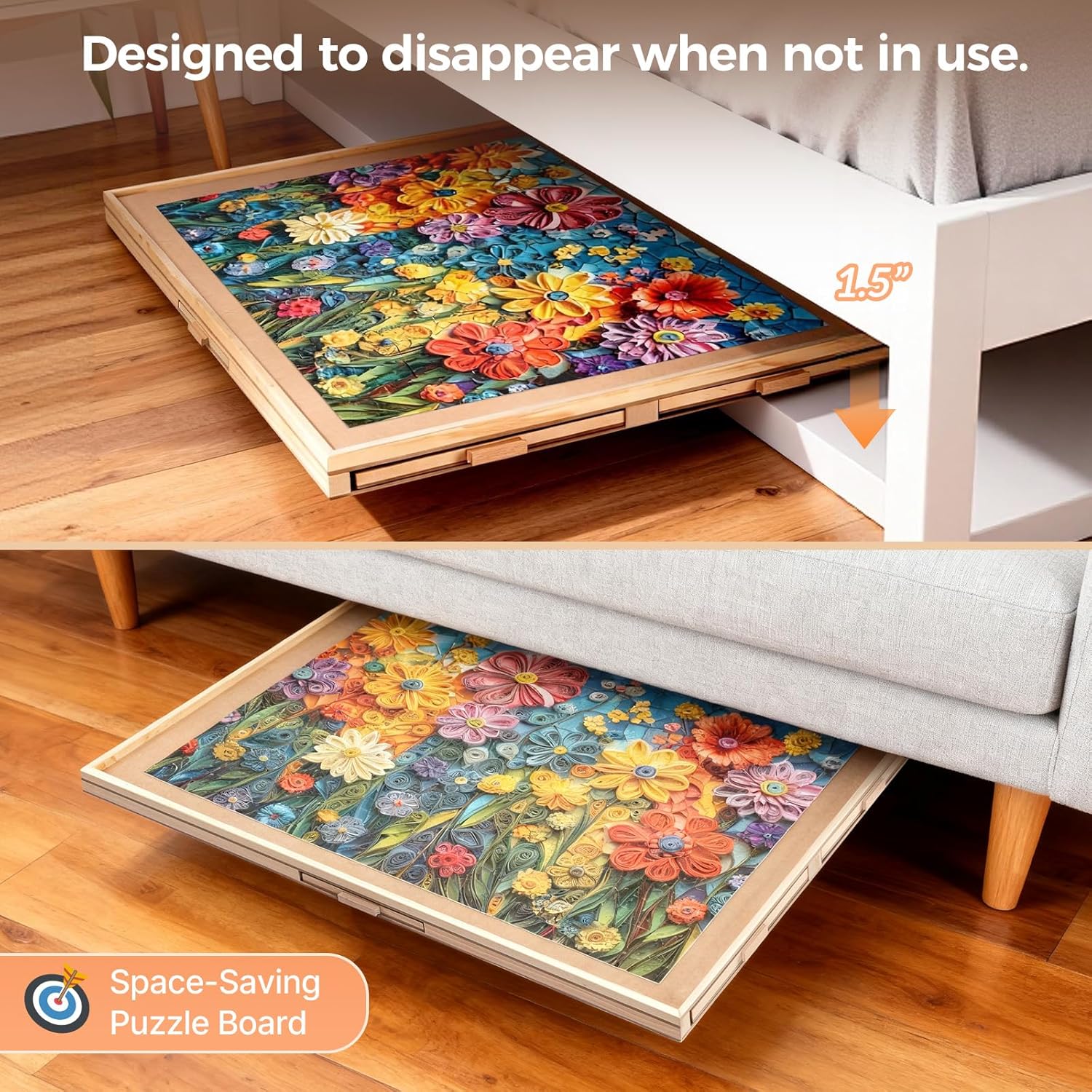 1000 Pieces Rotating Puzzle Board with 6 Drawers and Cover,22.44"x30.16"Portable Wooden Jigsaw Puzzle Table for