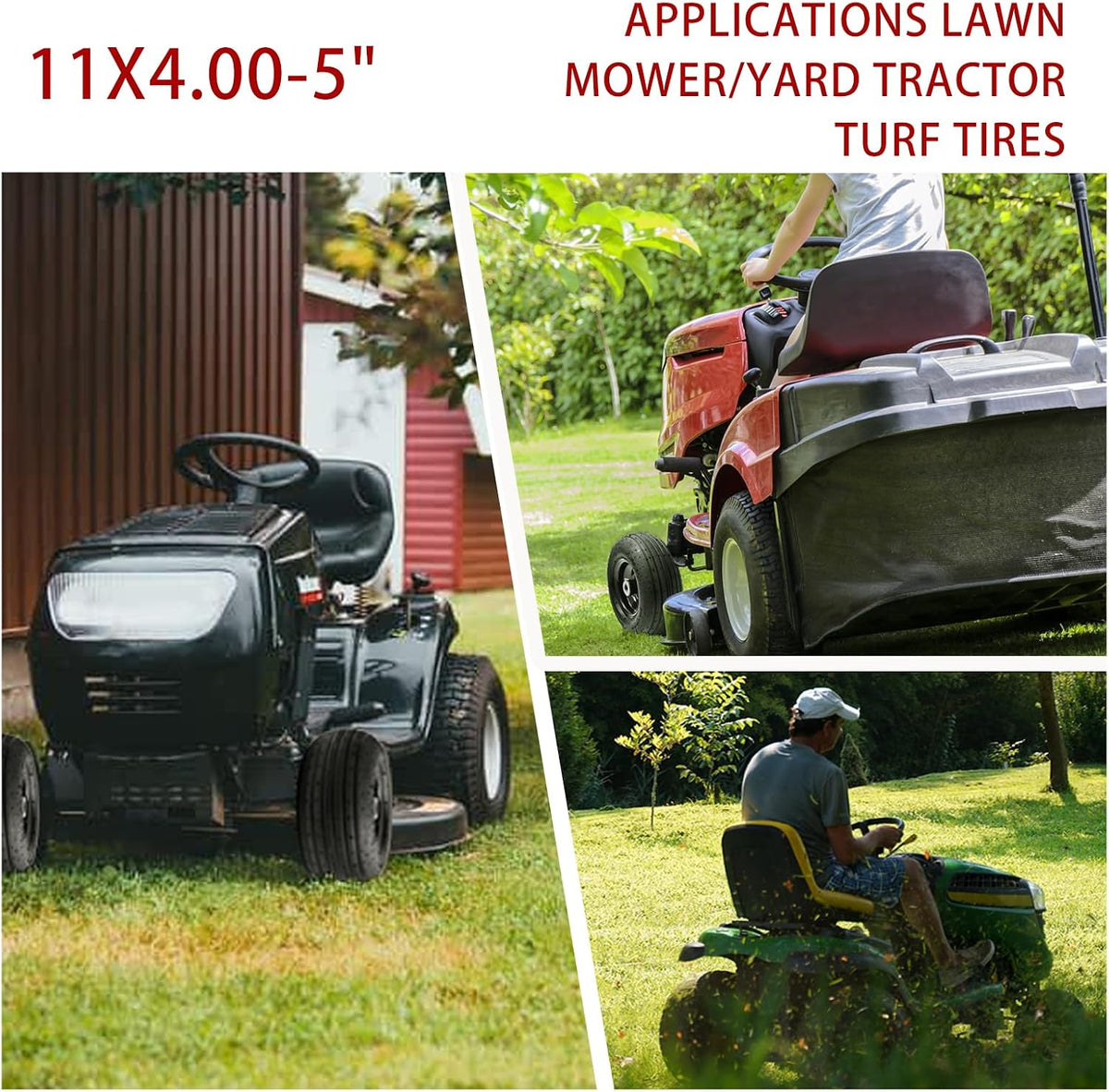 (2-Pack) 11x4.00-5 Lawn Mower Tires, 11x4.00-5 Tire and Wheel Assembly Universal Lawn Mower/Yard Tractor Turf Tires 4