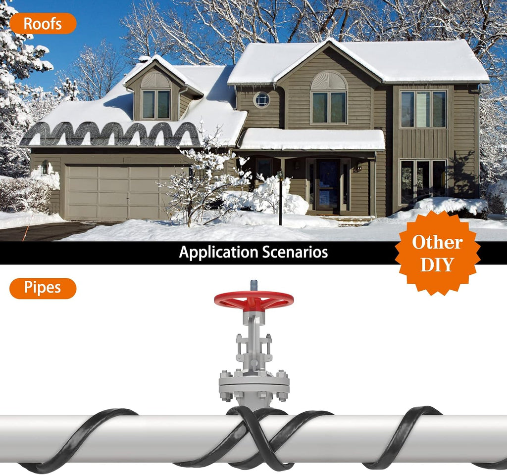 30FT Pipe Heat Tape, -40°F Freeze Protection,Heat Tape for Water Pipes | Heat Tape for Water Pipes,Freeze Protected