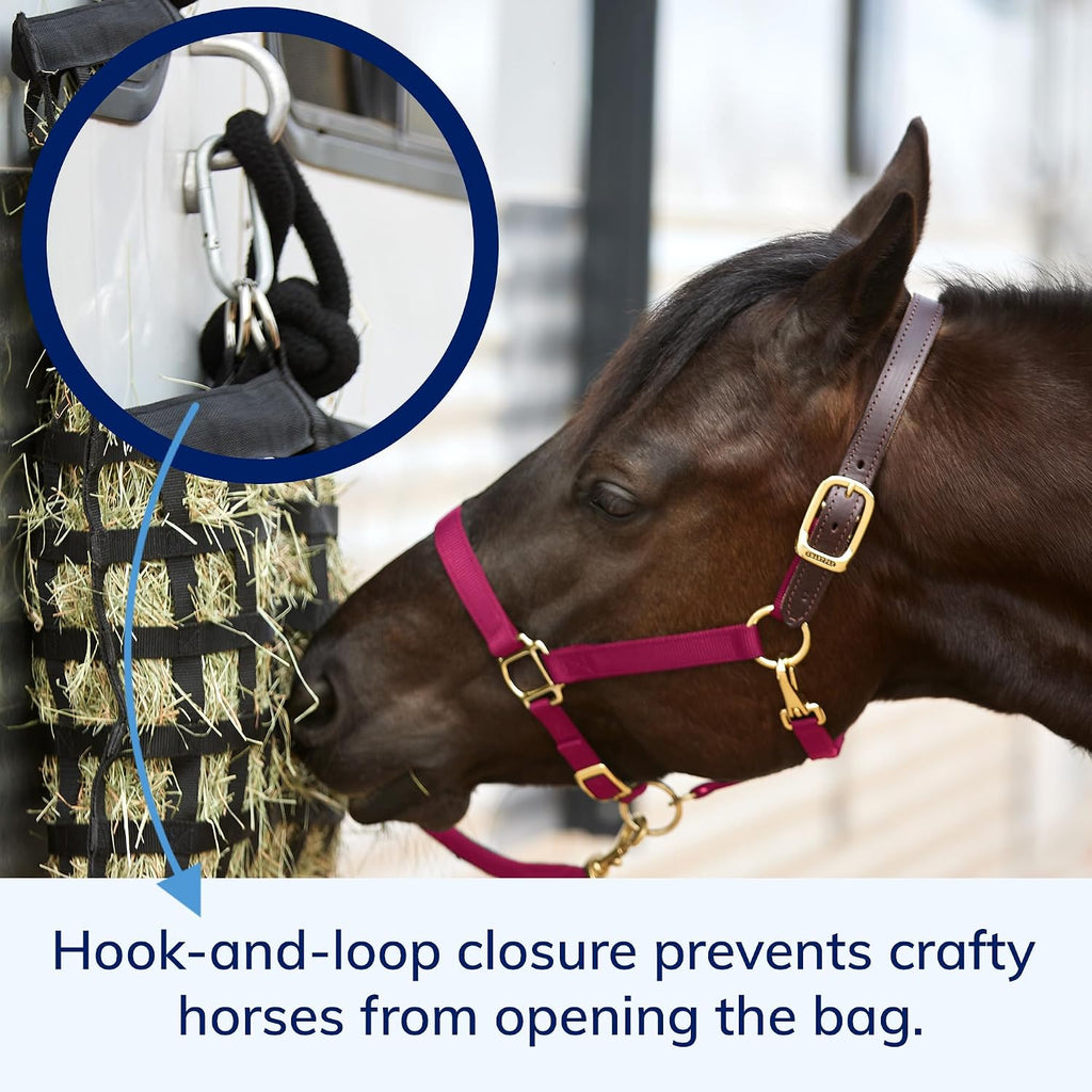 SmartEquine Slow Feed Hay Bag for Horses, 4 Flakes, 37" x 30", Black