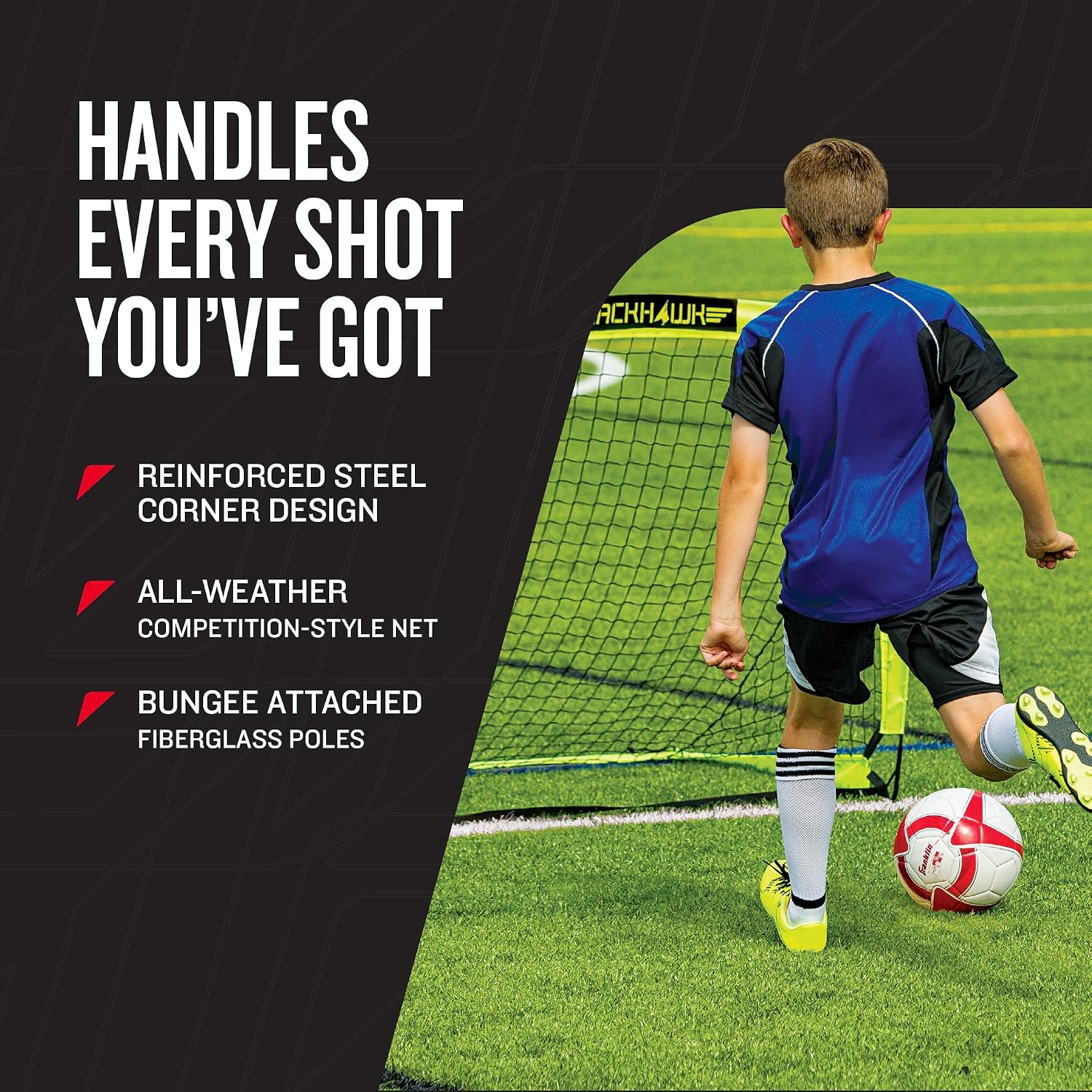 Blackhawk Backyard Soccer Goal - Portable Pop Up Soccer Nets - Youth + Adult Folding Indoor + Outdoor Goals