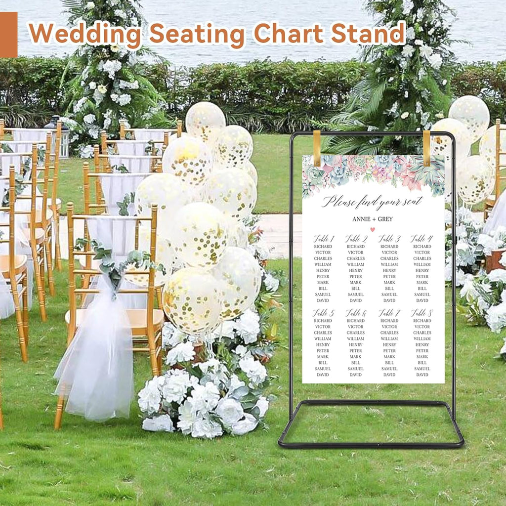 Wedding Welcome Sign Heavy Duty Black Easel Stand With 4 Leather Strap | 68”x31”x 20” Welcome to Our Wedding Sign