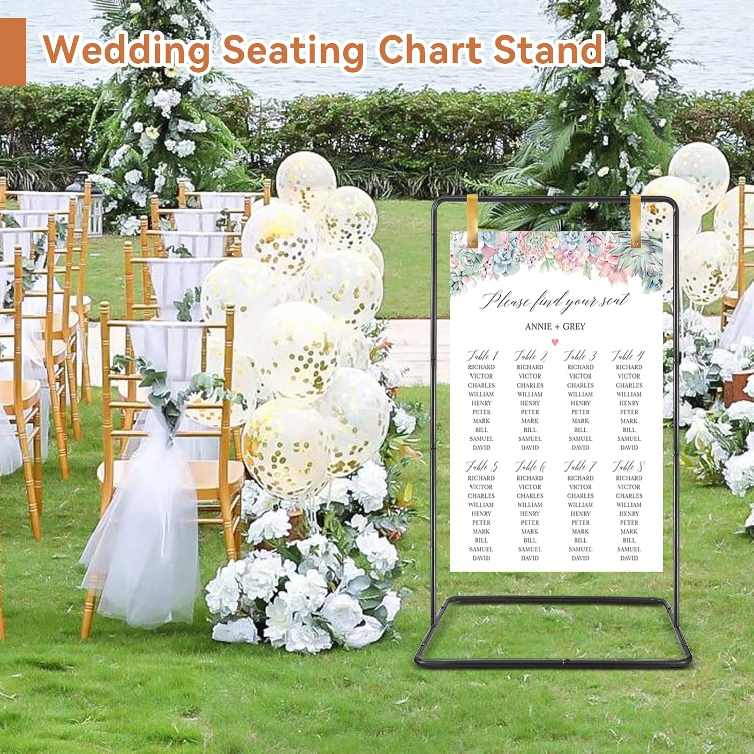 Wedding Welcome Sign Heavy Duty Black Easel Stand With 4 Leather Strap | 68”x31”x 20” Welcome to Our Wedding Sign