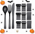 360pcs Heavy Duty Black Plastic Silverware Set for Weddings