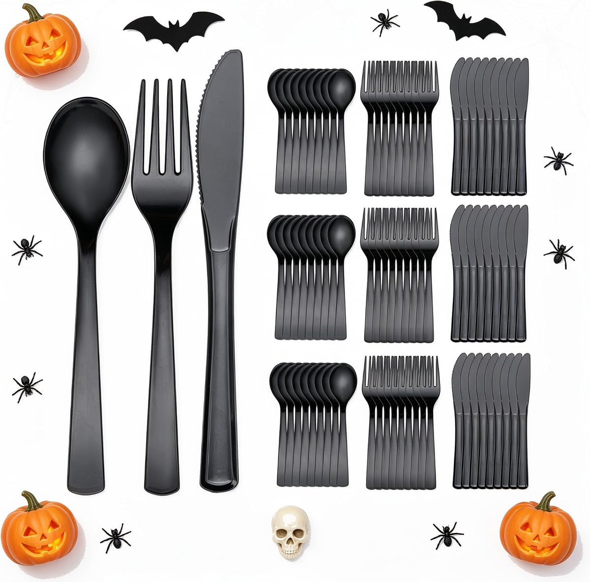 360pcs Heavy Duty Black Plastic Silverware Set for Weddings