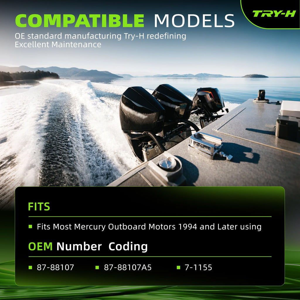Try-H 87-88107A5 Boat Ignition Switch with 2 Keys 6 Wire Connectors