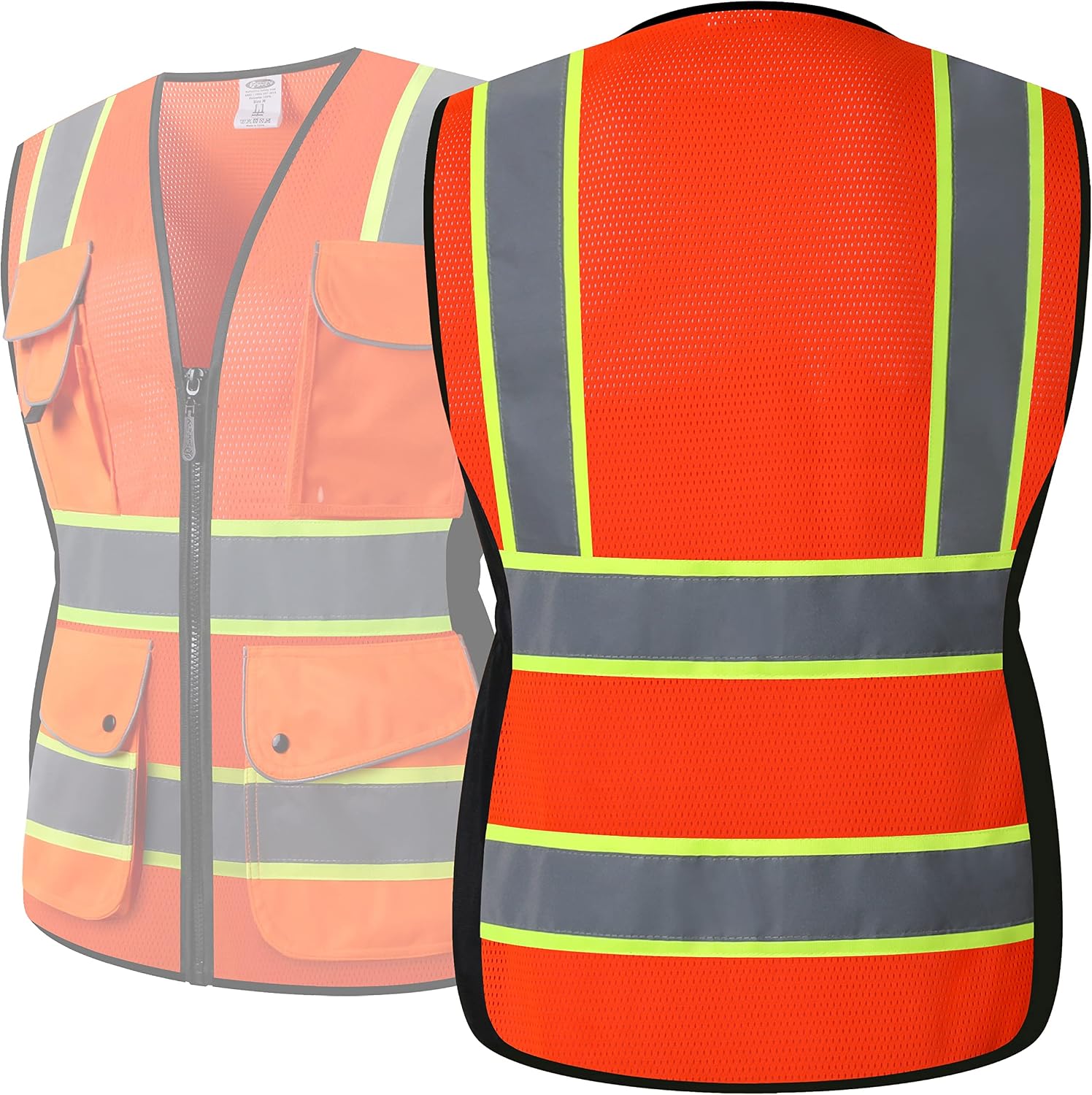 Women Hi-Vis Reflective Safety Vest | Neon Color body Sewed Reflective Strips Breathable Lightweight