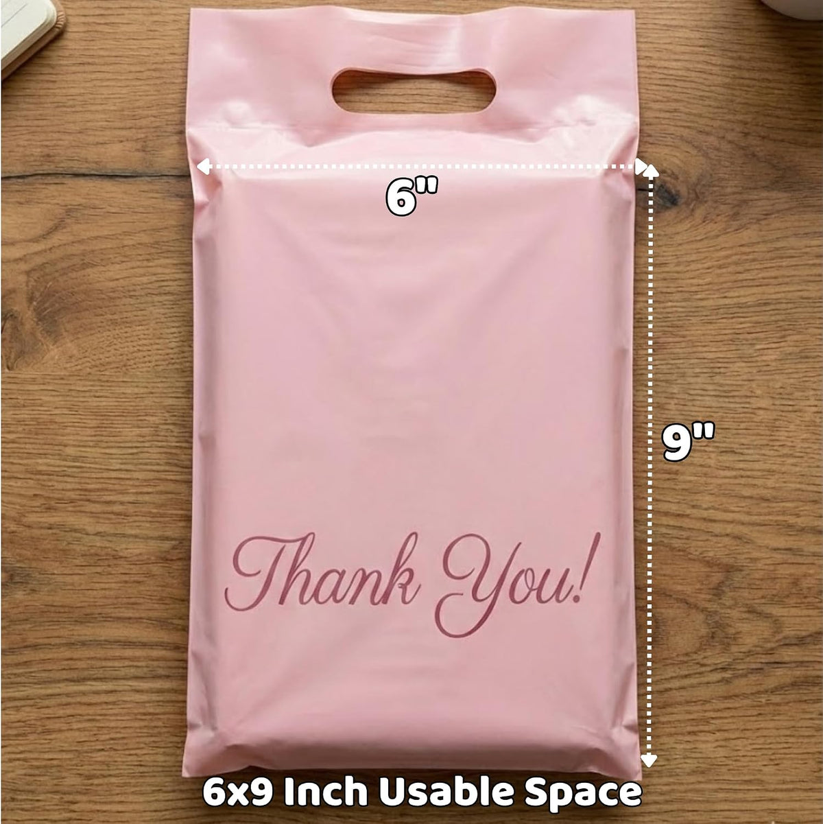 Pink Poly Mailers, 6x9, 100 Pack, Shipping Bags for Clothing