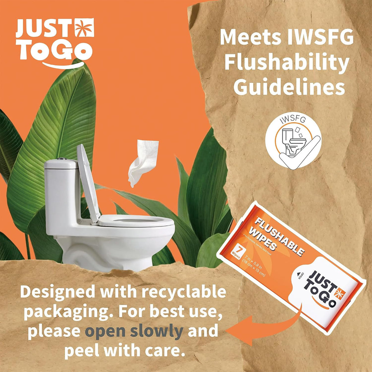 Flushable Wipes Travel Size, Pocket Packs, Unscented, 56 Ct