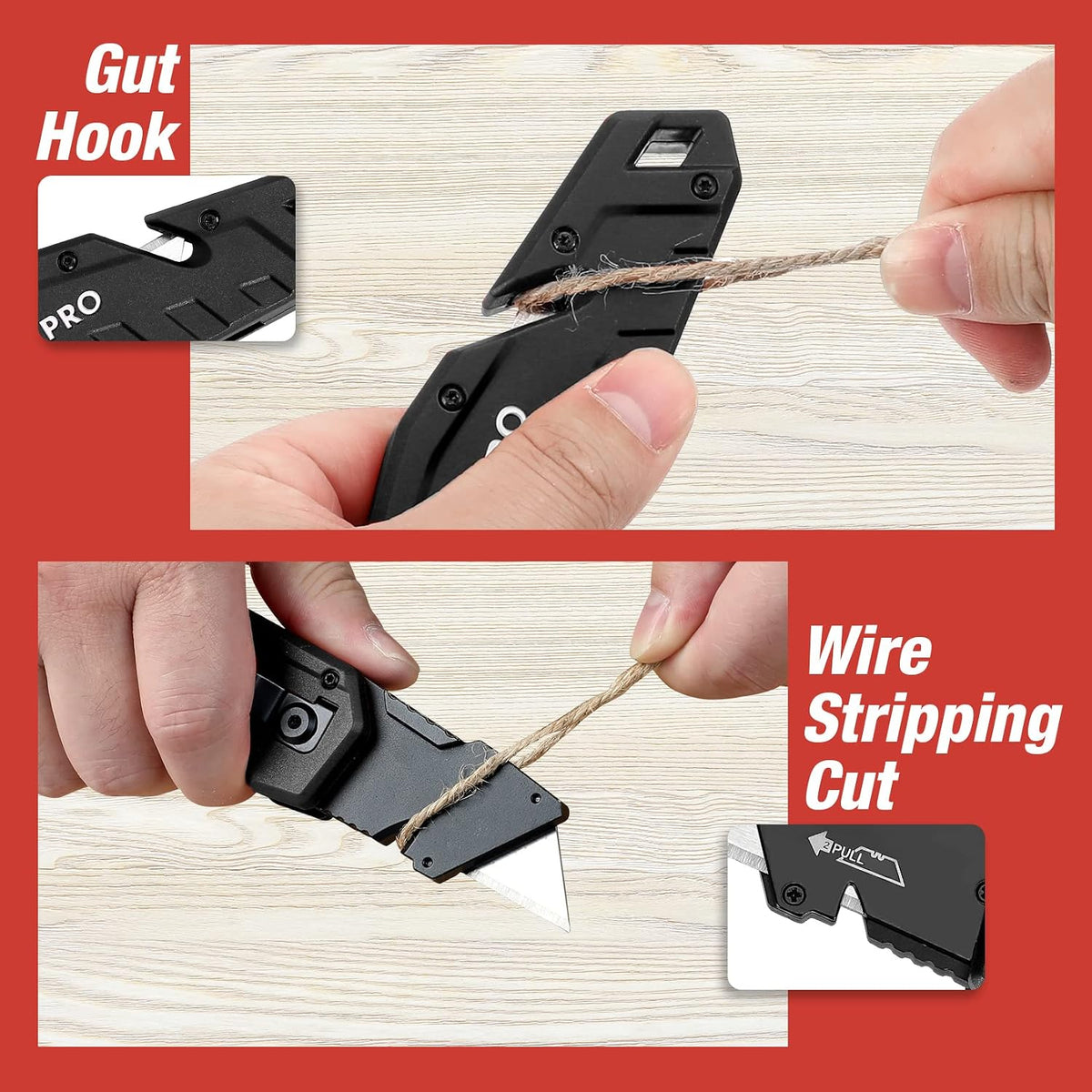 Folding Utility Knife with 10 Blades, Black