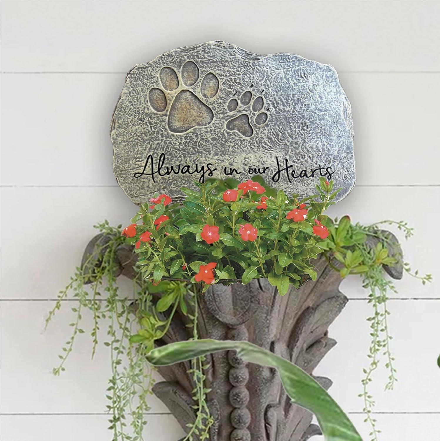 Pet Memorial Stone - Cat or Dog Grave Marker - Durable Waterproof Garden Memorial Stone for Indoor and Outdoor Use