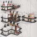 Shower Caddy Corner No Drilling-Adhesive, Shower Shelves-Rustproof | Organizer for Dorm. Black, 4-Pack - with Soap