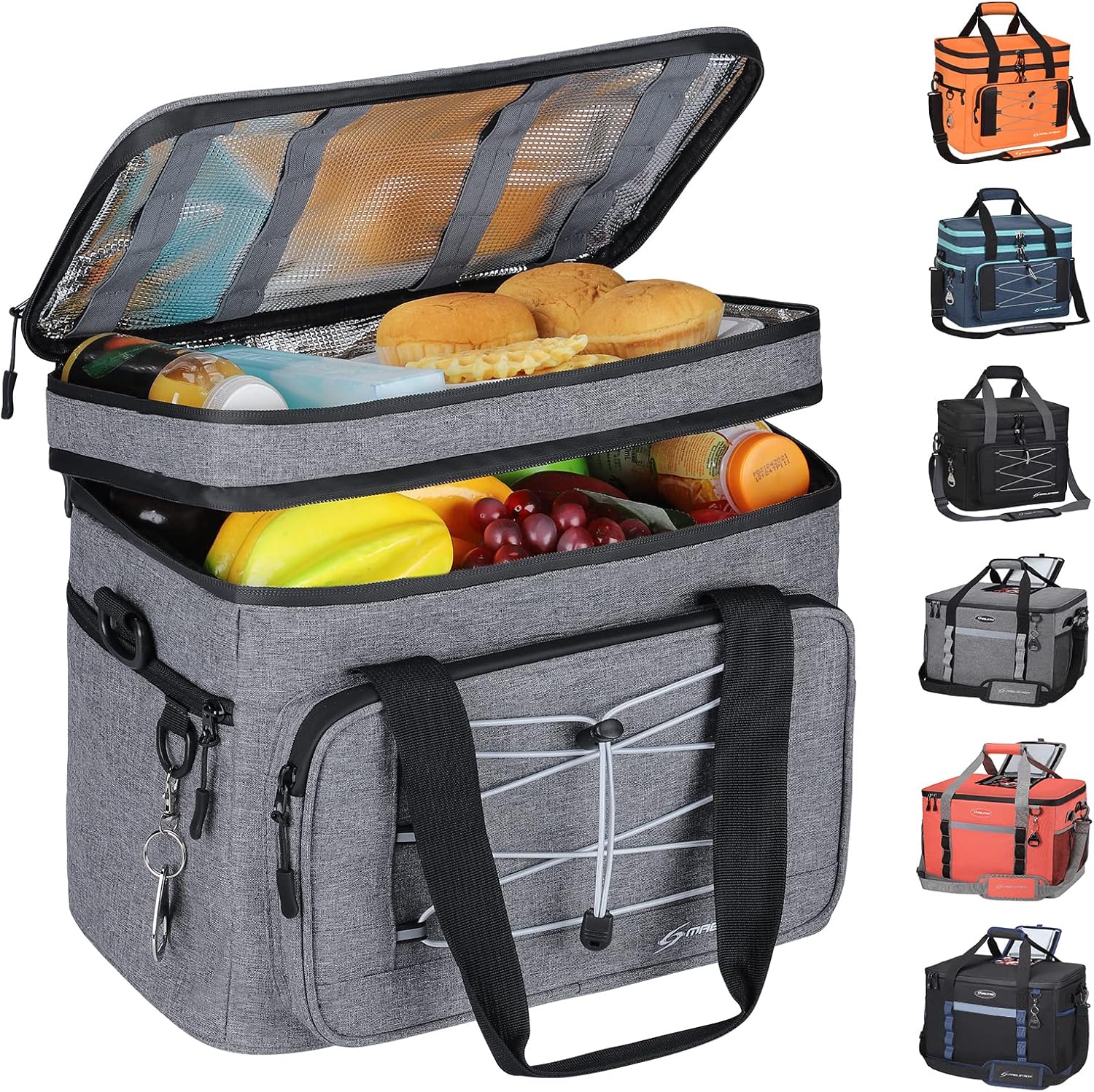 24/30/60 Can Soft Cooler Bag, Double Deck Portable Ice Chest | 12H Cold, 5-layer Insulation, Lightweight