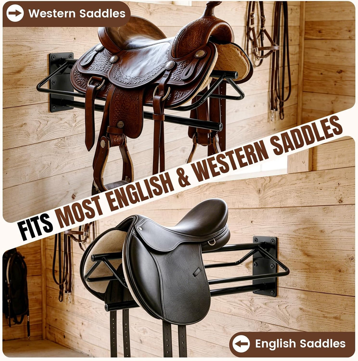 Saddle Rack Wall Mount for English&Western Saddles, 2PACK