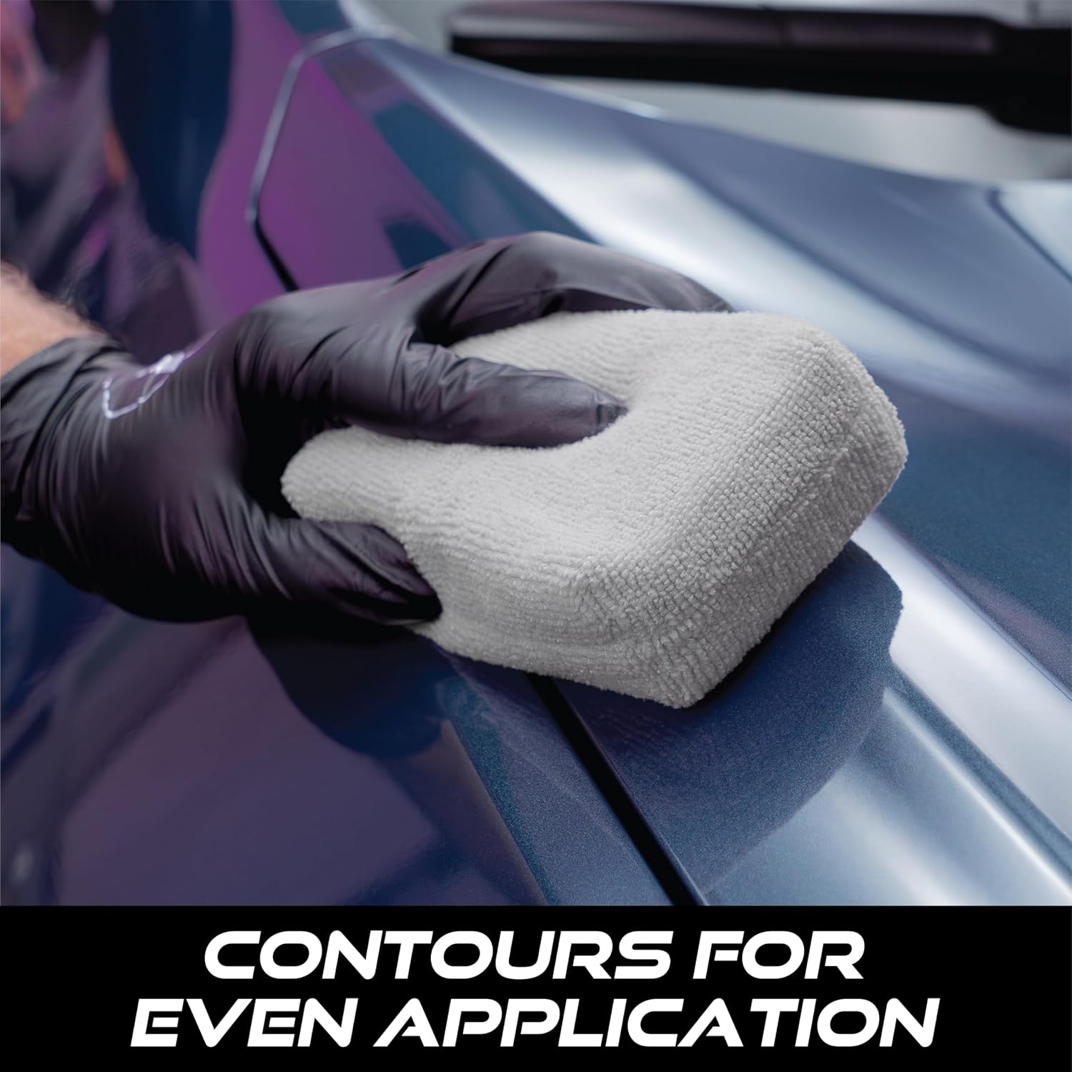 Microfiber Applicator Pads for Cars, 3 Inch x 5 Inch, 6 Pack | Polishing Pad for Applying Car Wax, Tire Shine