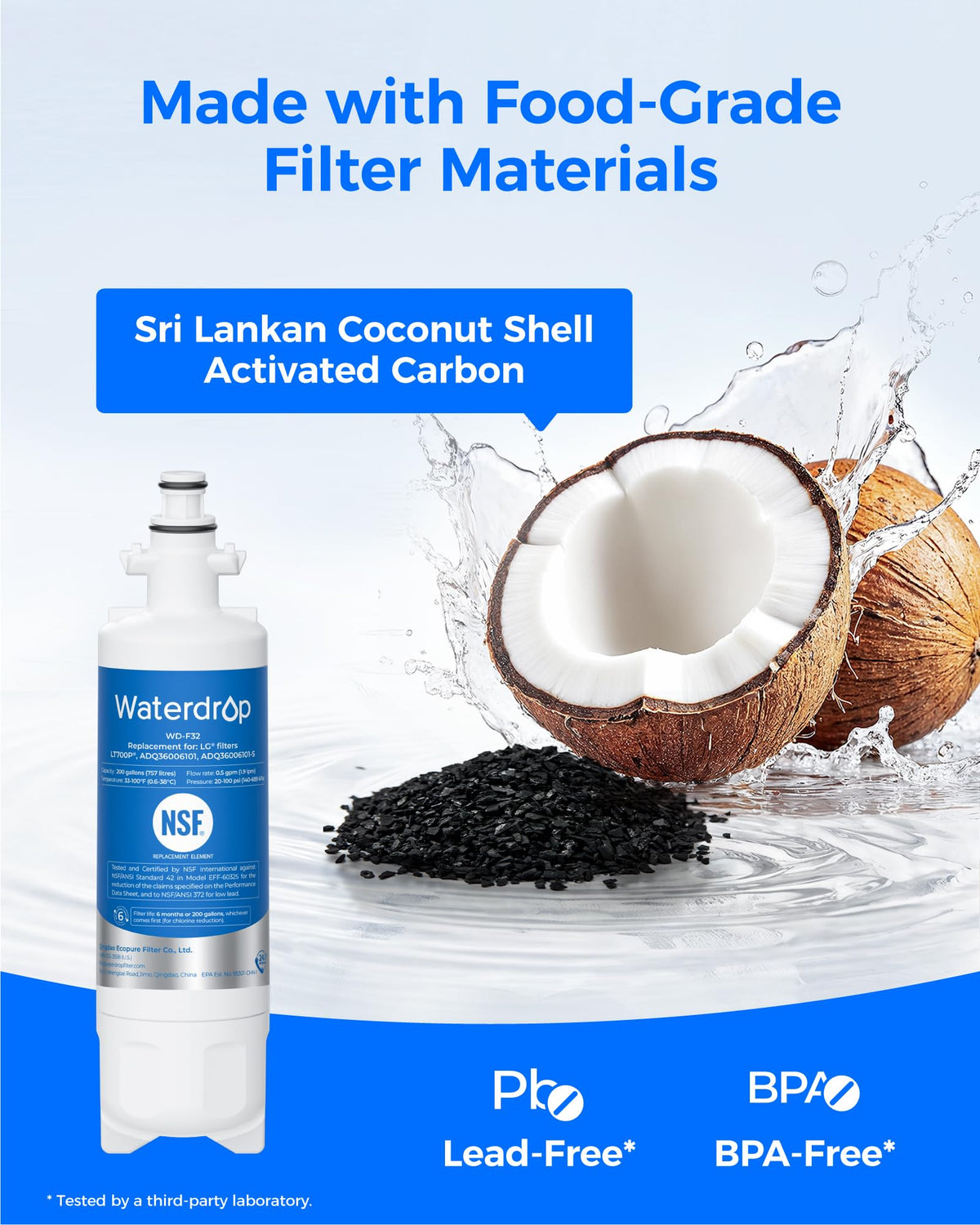 ADQ36006101 Water Filter, Replacement for LG LT700P, 3 Combo