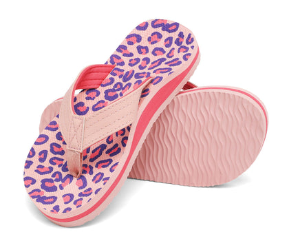 Kids Boys Girls Flip Flops Comfort Quick-Dry Beach Pool Aqua Thong Sandals(Little Kid/Big Kid),Leopard Pink,6 Big Kid