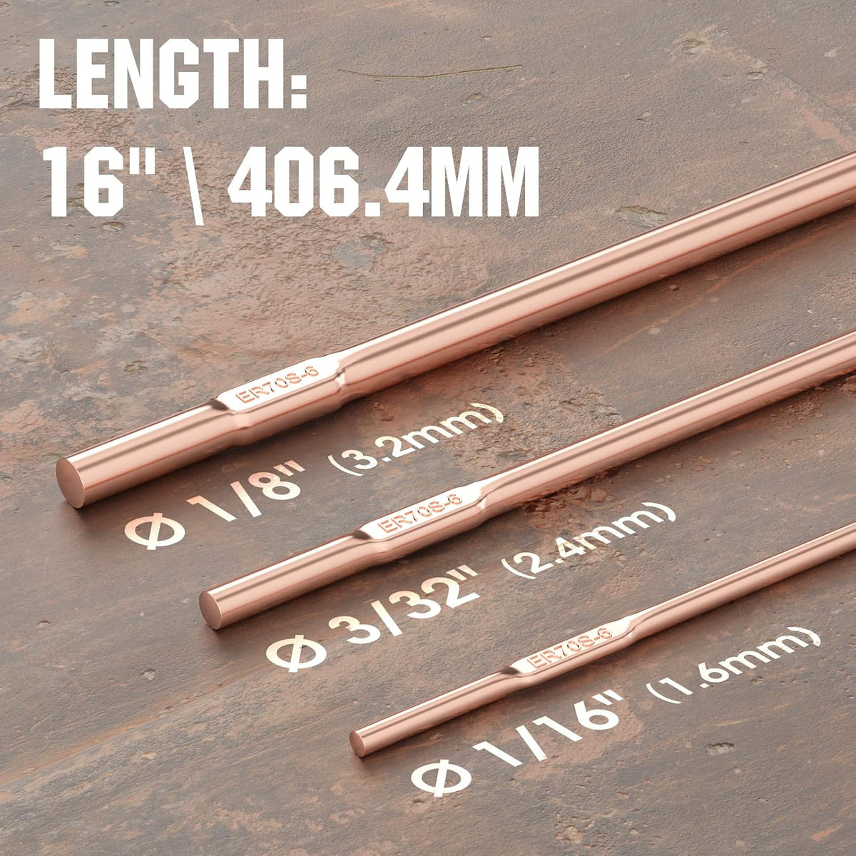 TIG Welding Rod Mild Steel ER70S-6 1/16"x16" 5LB | gas shield copper coated carbon steel welding rod for fabrication