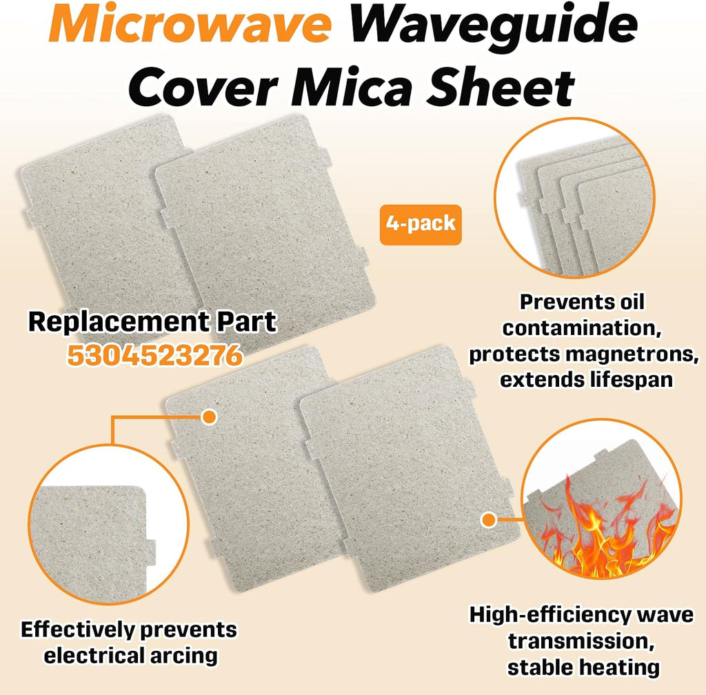 4 Packs 5304523276 Microwave Waveguide Cover, Compatible with Frigidaire | Prevents Arcing & Sparks, Protects