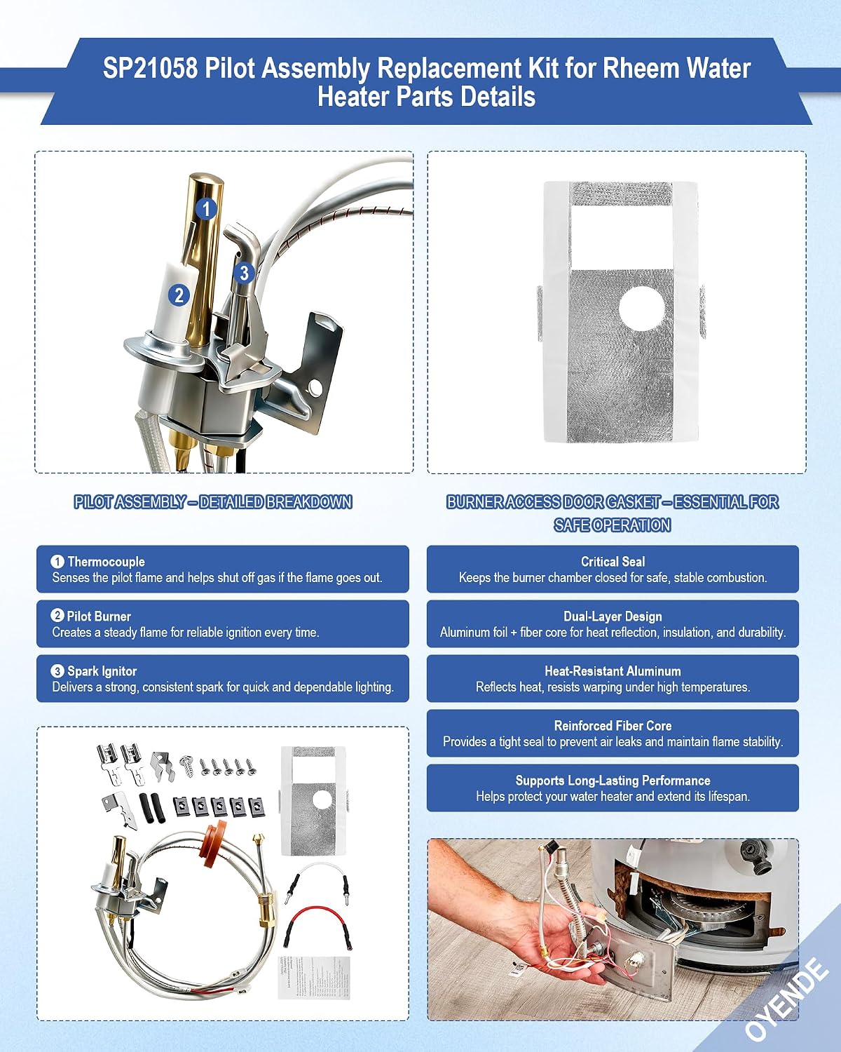 SP21058 for Rheem Pilot Assembly Kit for Rheem Water Heater Parts