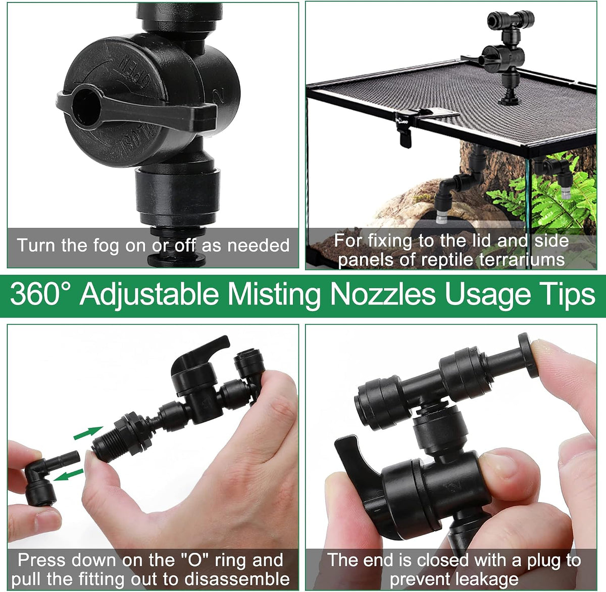 4 Pcs Reptile Mister Nozzle Terrarium Reptile Fogger with Valve