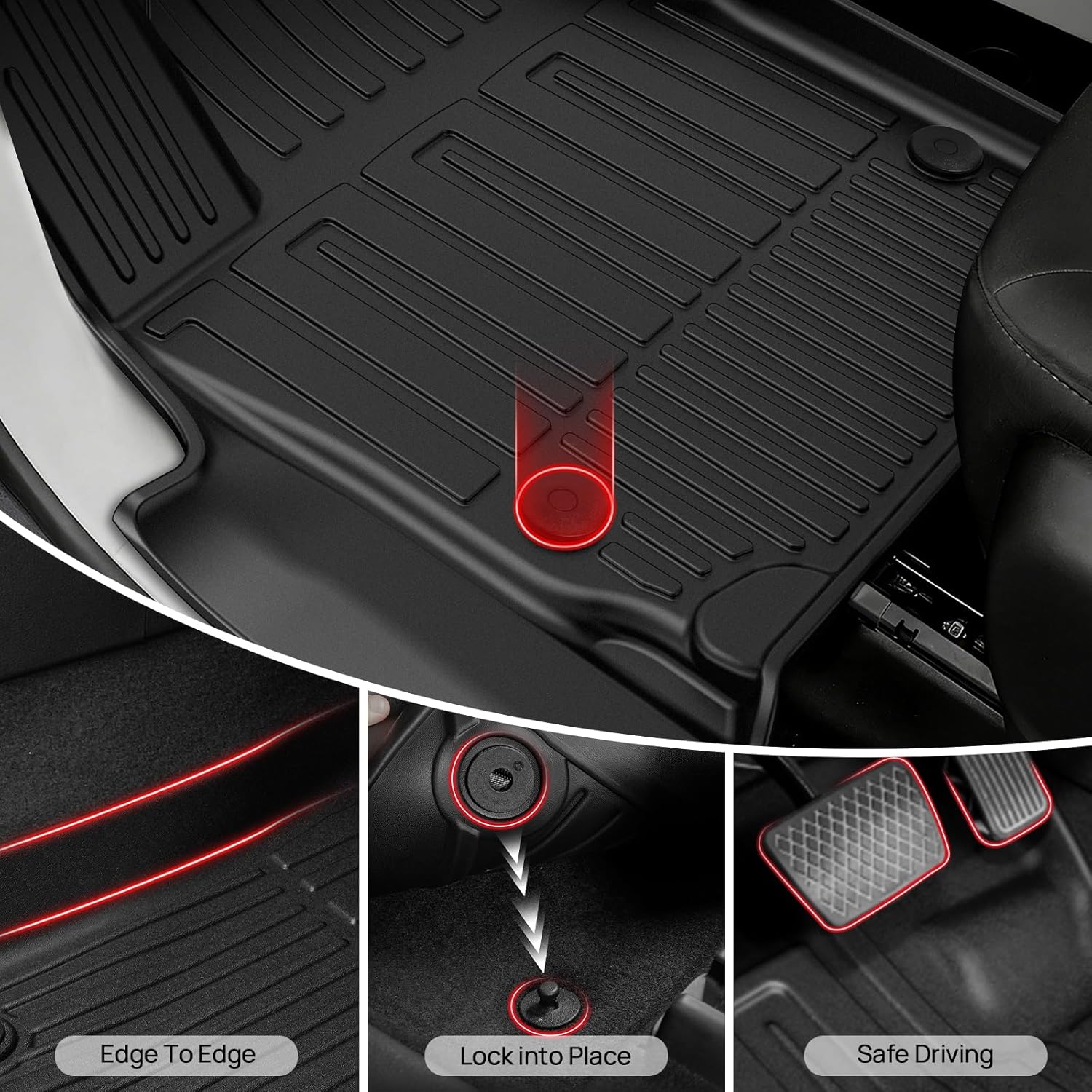 Floor Mats & Cargo Liner & Backrest Mat Fit for 2017-2026 Chrysler Pacifica 7 Passenger Model (Non Hybrid & Non