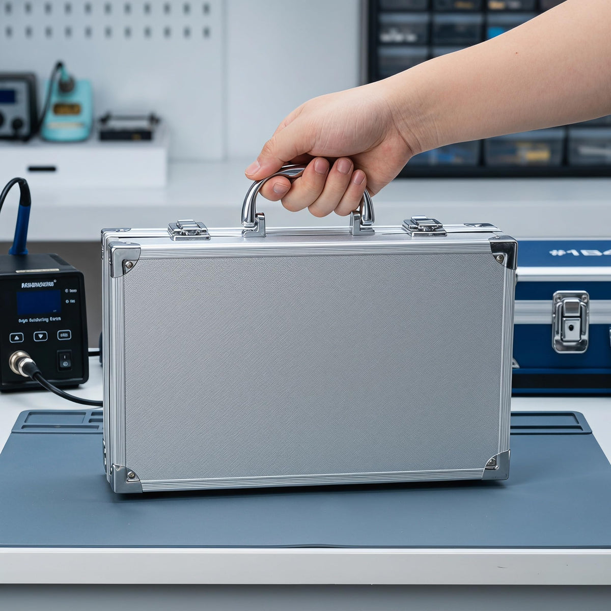 Aluminum Briefcase Hard Case with DIY Customizable Foam Insert for Test Instruments Cameras Tools Parts and