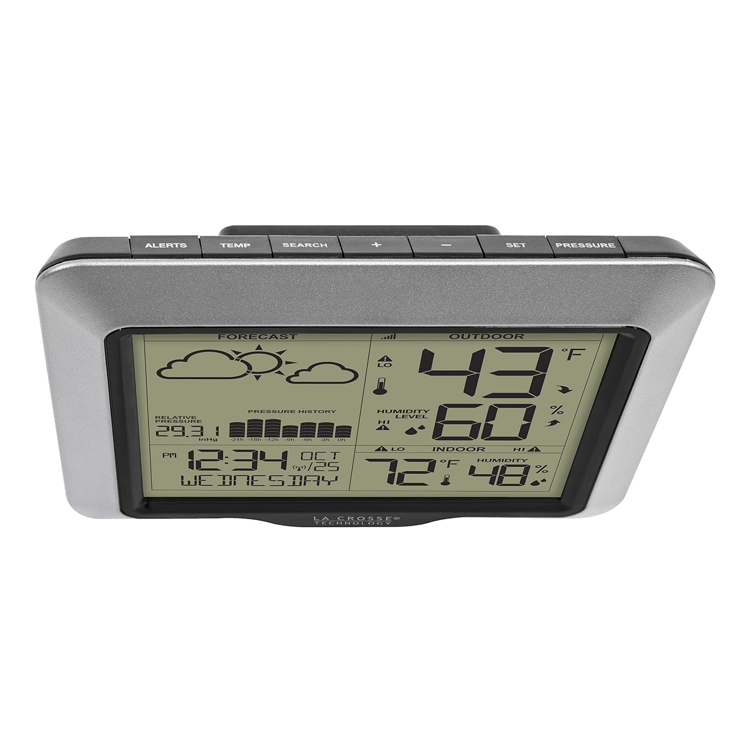 308-1417 Wireless Barometric Pressure Weather Station with WWVB Time, 330ft | Advanced Forecast