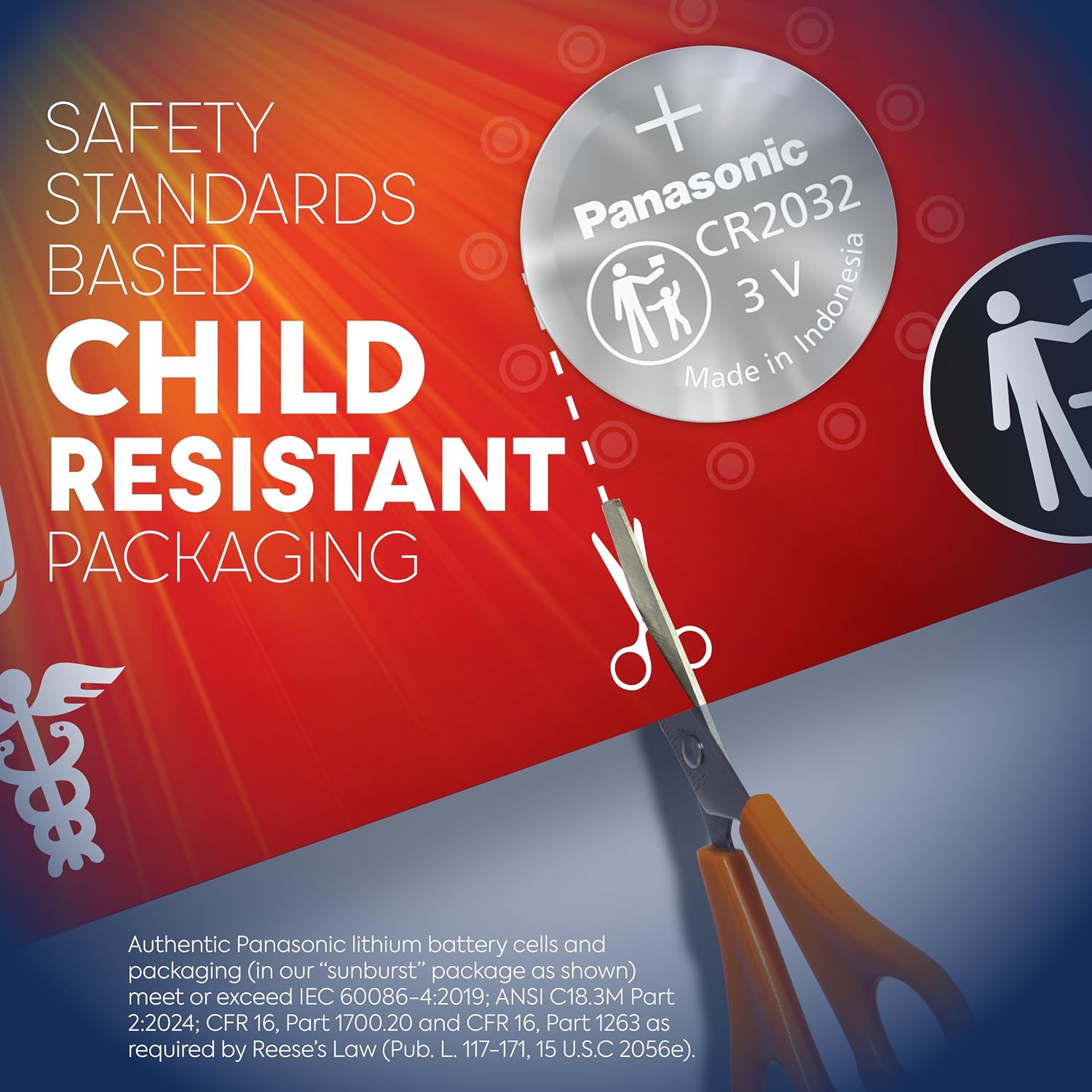 CR2032 3.0 Volt Long Lasting Lithium Coin Cell Batteries in Child Resistant, Standards Based Packaging, 10 Pack