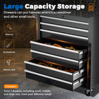7 Drawers Rolling Tool Chest with Pegboard, Metal Tool Chest with Drawers, Tool Storage Cabinet with Wheels for