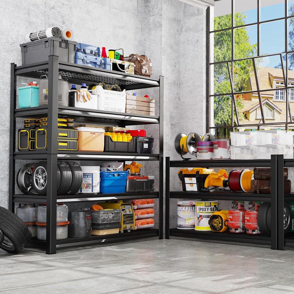 71" H Garage Shelving 5-Tier Heavy Duty Storage Shelves, Tool-Free Adjustable Metal Shelf Unit, Utility Organizer