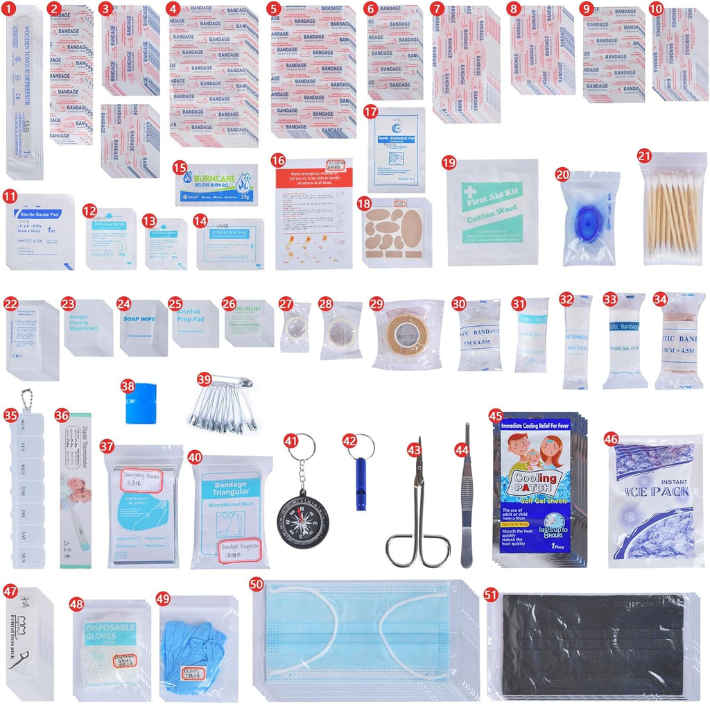 450 Piece Premium First Aid Kit, Water-Resistant Emergency Medical Kit with MOLLE System for Car, Home, Travel
