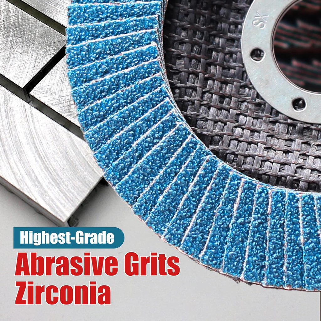 EZARC Zirconia Flap Discs 40/60/80/120 Grit, 4-1/2 x 7/8, Type 29, 20-Pack