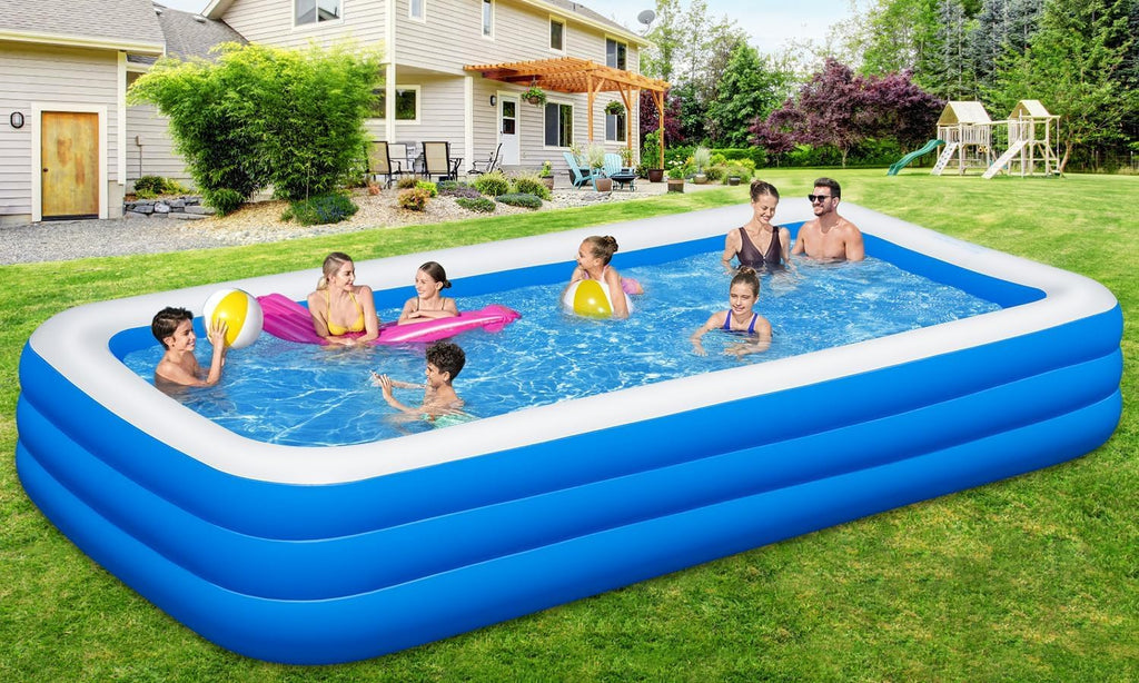 Extra Large Inflatable Swimming Pool - 145" X 74" X 22" Oversized Thickened Blow Up Pool for Kids and Adult, Kiddie