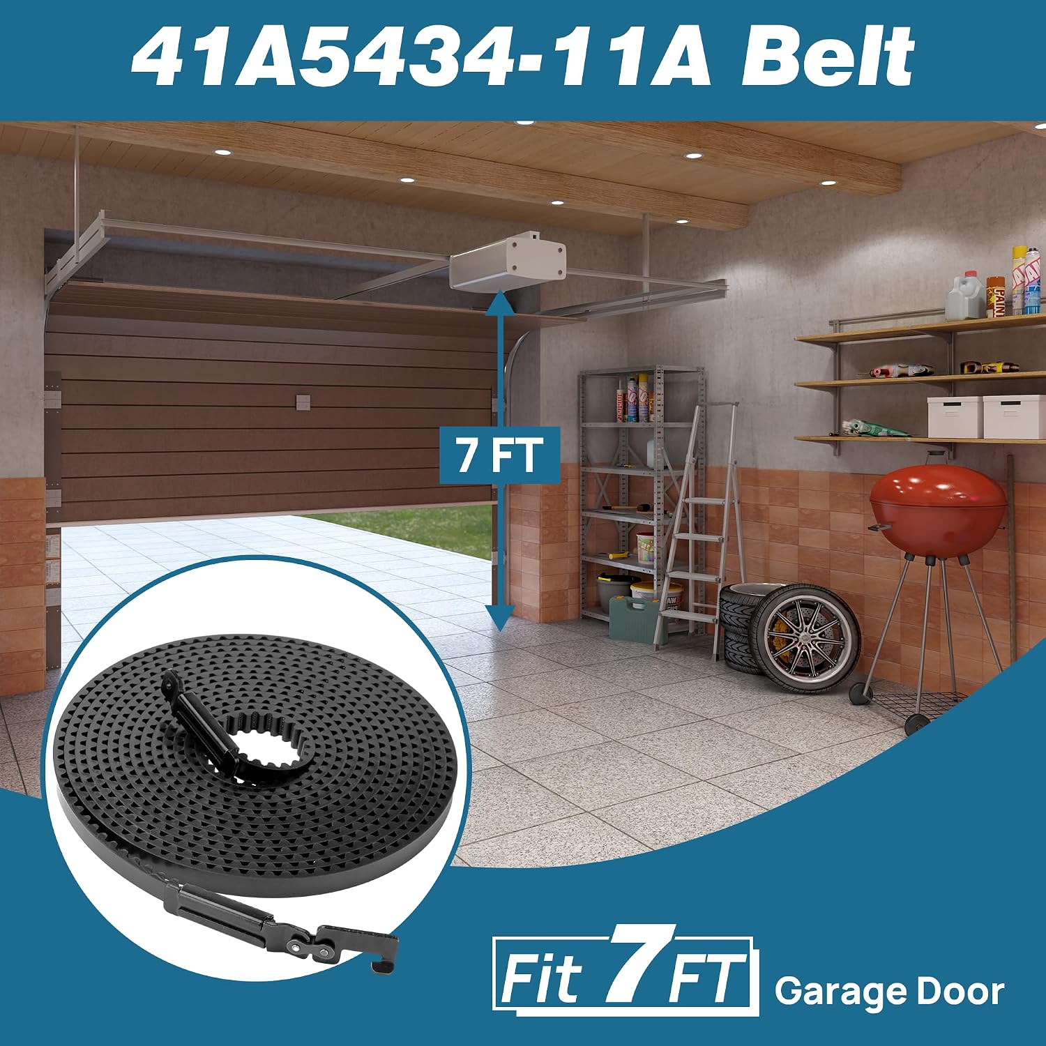 41A5434-11A Drive Belt for 7ft High Garage Doors, 234'' Garage Door Openers Belt 41A5434-11A, Replacement Belt