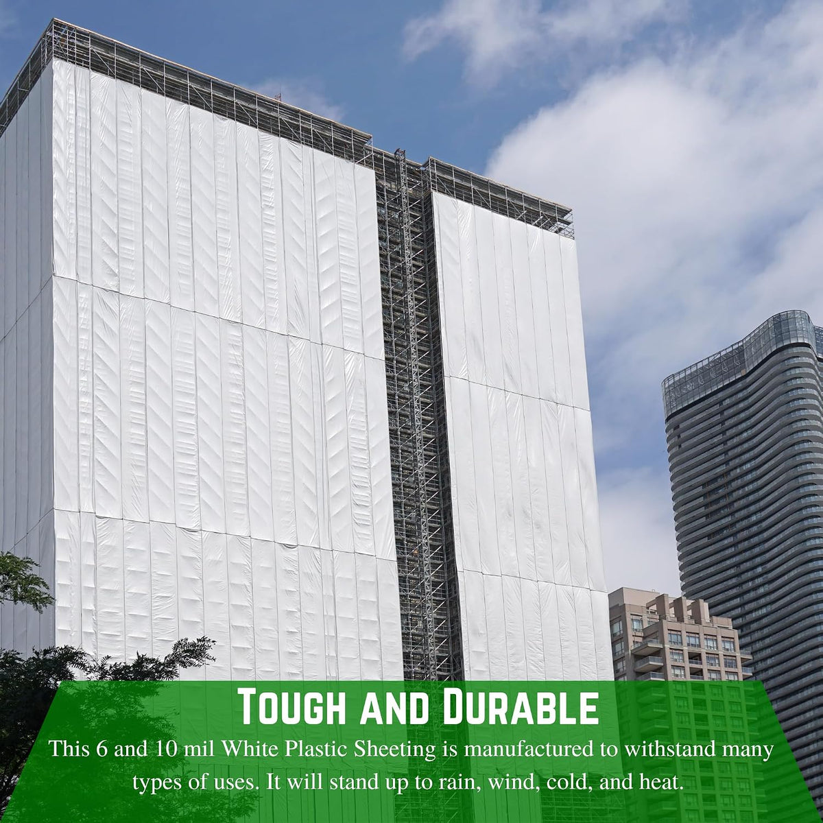 White Plastic Sheeting - 6 &10 Mil Polyethylene Sheeting - White Tarp, Construction Plastic, Drop Cloth Vapor Barrier