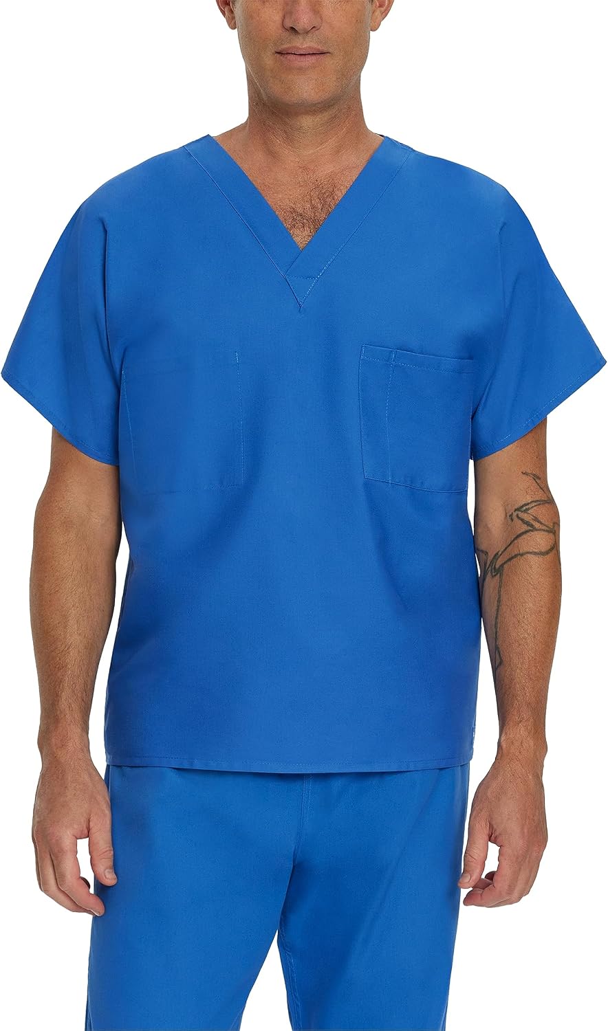 Essentials Unisex Relaxed Fit 1-Pocket V-Neck Scrub Top 7502 Royal Blue