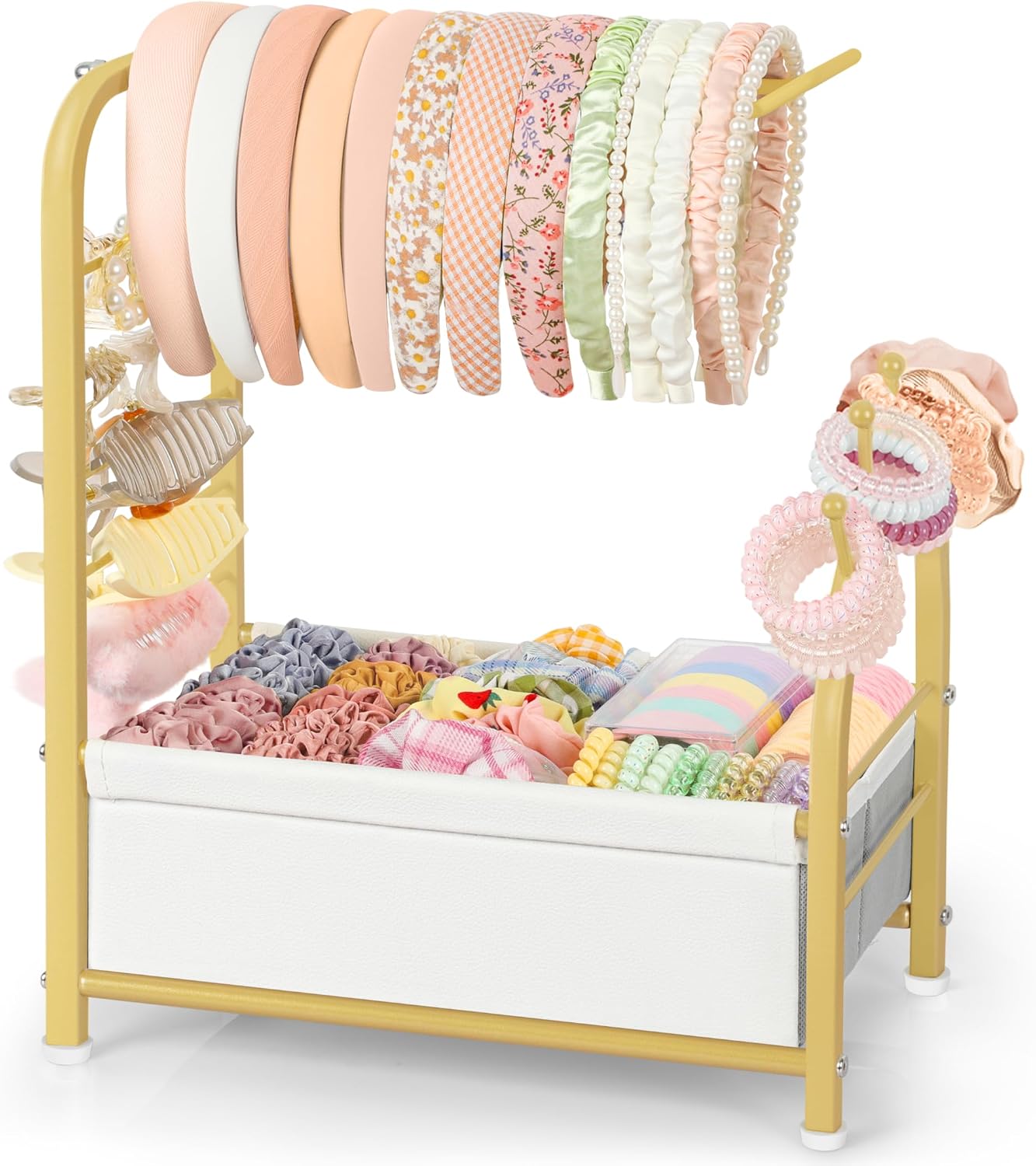 Headband Holder Stand - Versatile Organizer for Scrunchies, Bows & Claw Clips - Compact Hair Accessories Storage for