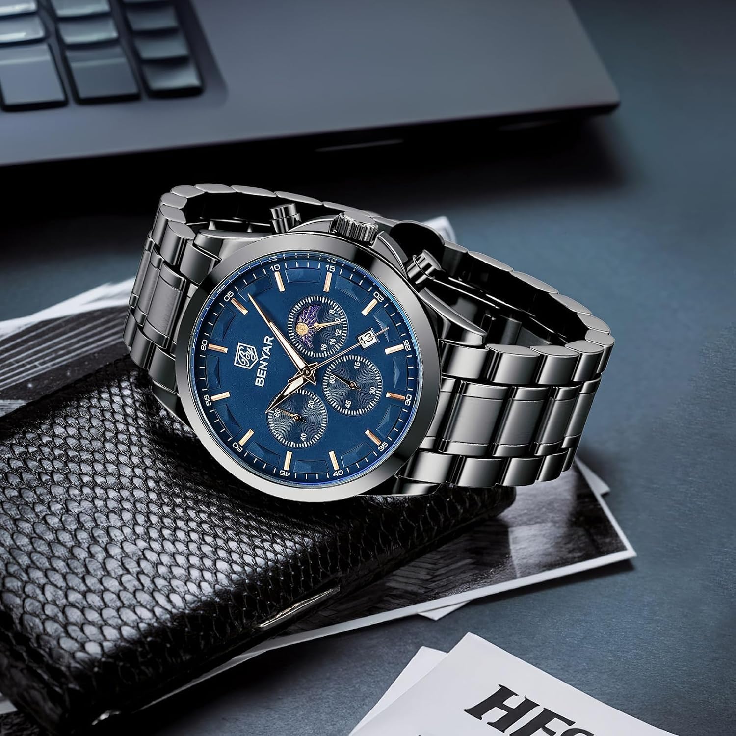 Mens Watches Analog Quartz Chronograph Waterproof Wrist Watches for Men Fashion Business Work Casual Sport Designer