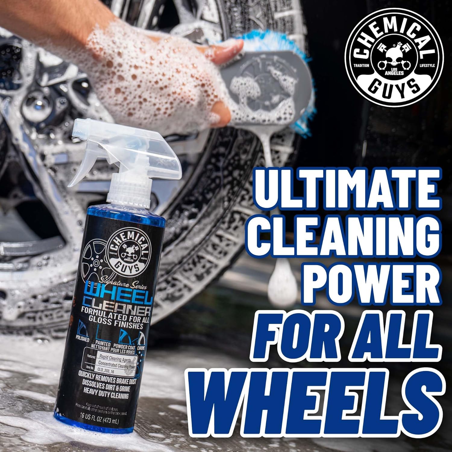 Signature Series Wheel Cleaner Spray for All Finishes, 16 oz | Fast-acting foaming spray clings to wheels to lift