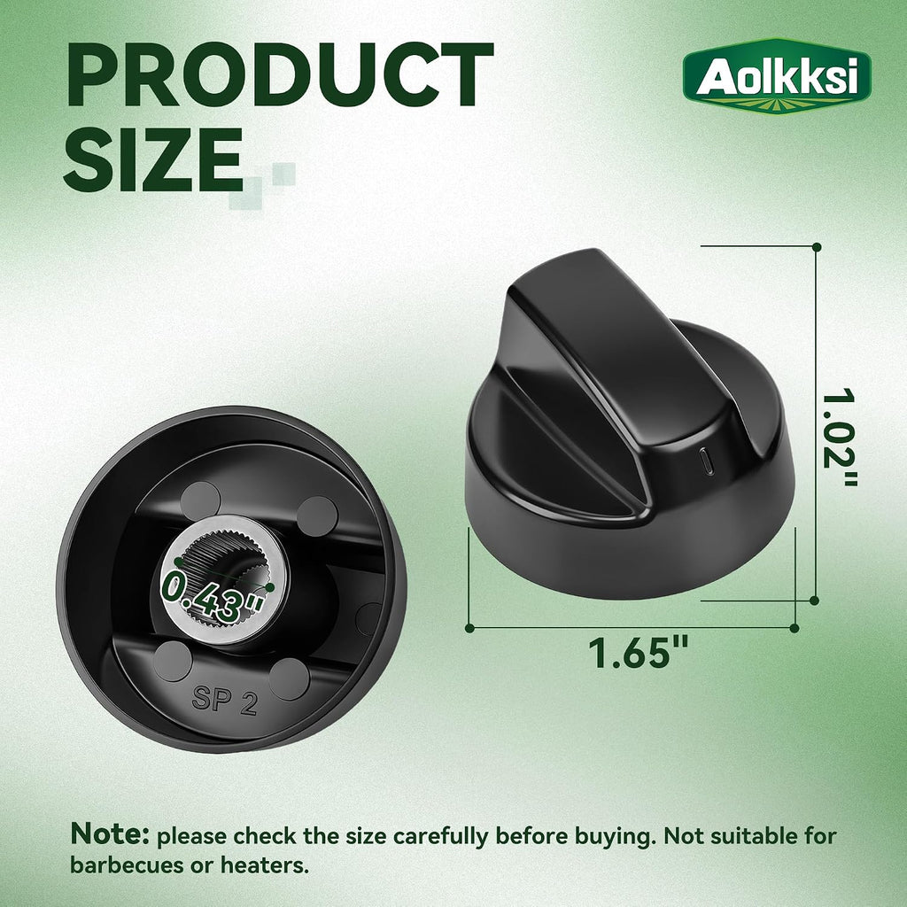 Upgraded 4 Pack Universal Black Control Knobs with 12 Adapters - Wide Application for Oven, Stove, and Range Universal Knobs - Knob D-Hole Compatible with 0.24, 0.31 inch